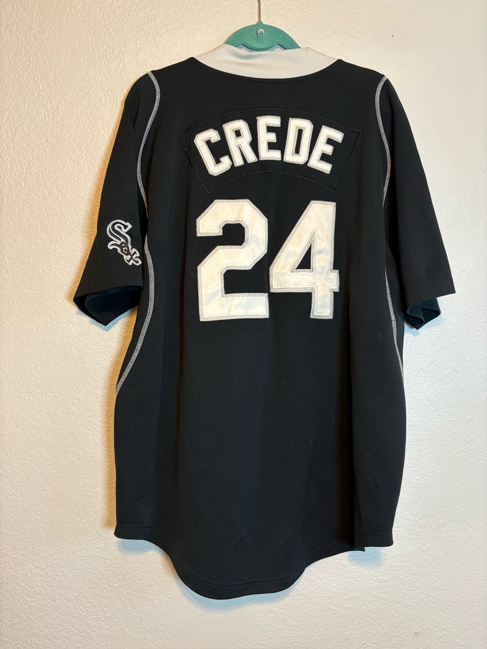 Nike Team L White Sox Joe Crede #24 Black/White Lettering Fit Dry Jersey